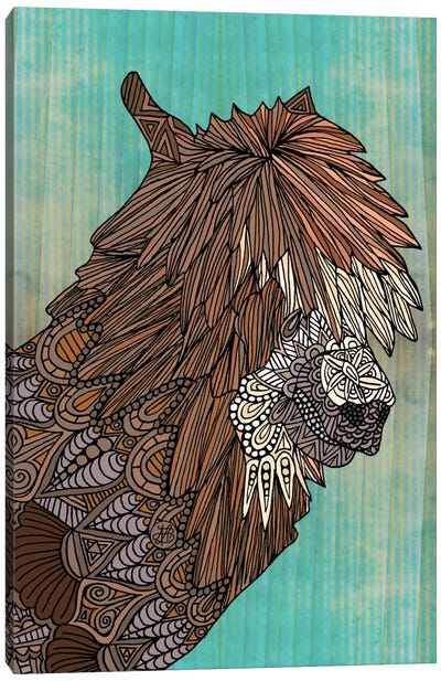 Ornate Llama Canvas Art Print - Green Art