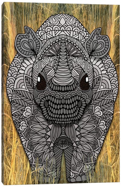 Ornate Rino Canvas Art Print - Rhinoceros Art