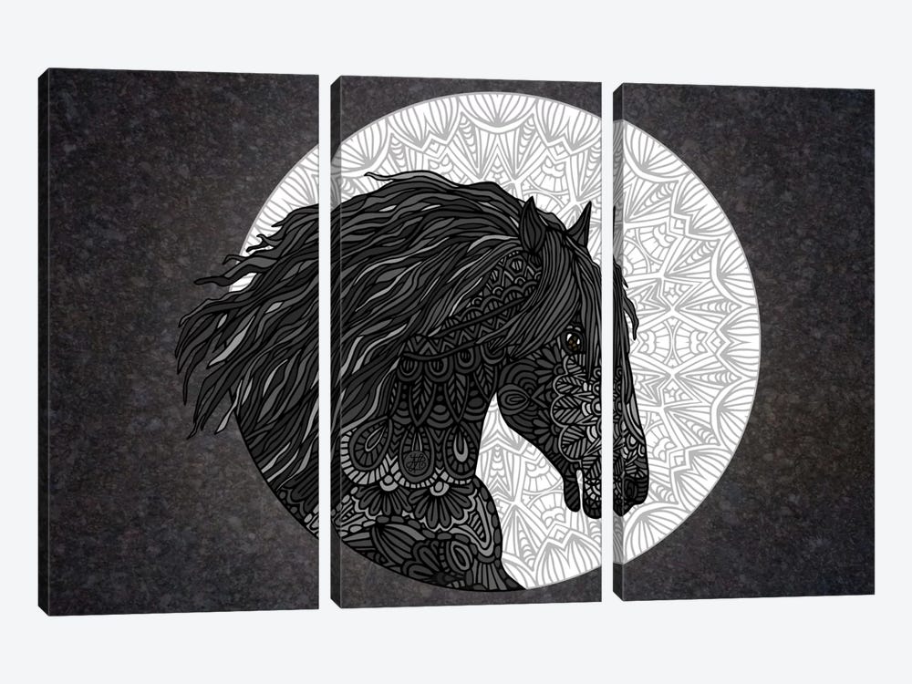 Black Horse by Angelika Parker 3-piece Canvas Artwork