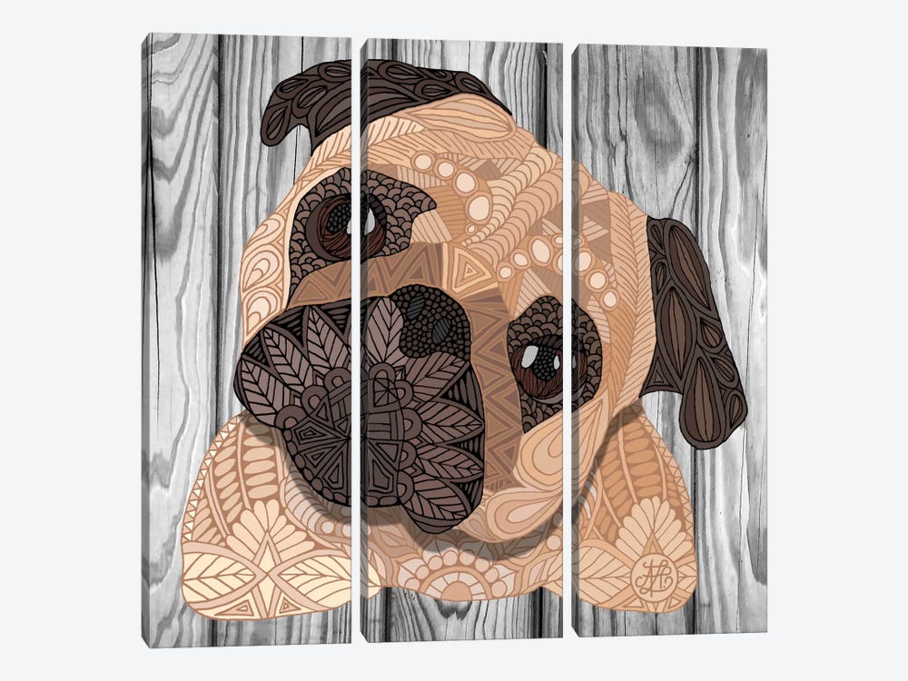 Pug Hug 3-piece Canvas Art Print