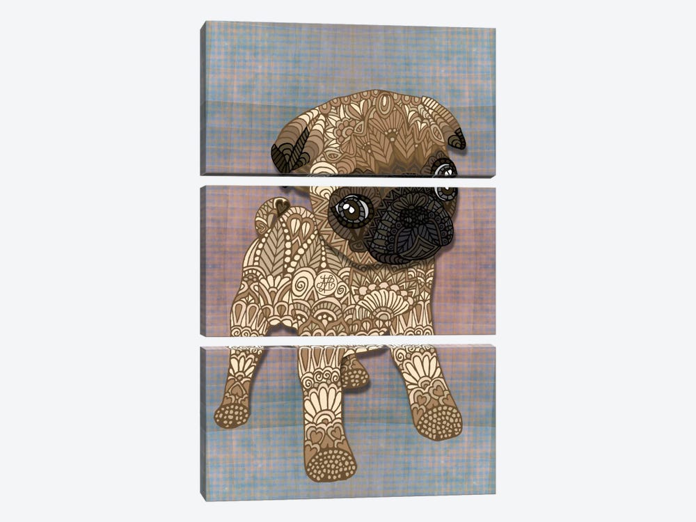 Pug Puppy by Angelika Parker 3-piece Canvas Art