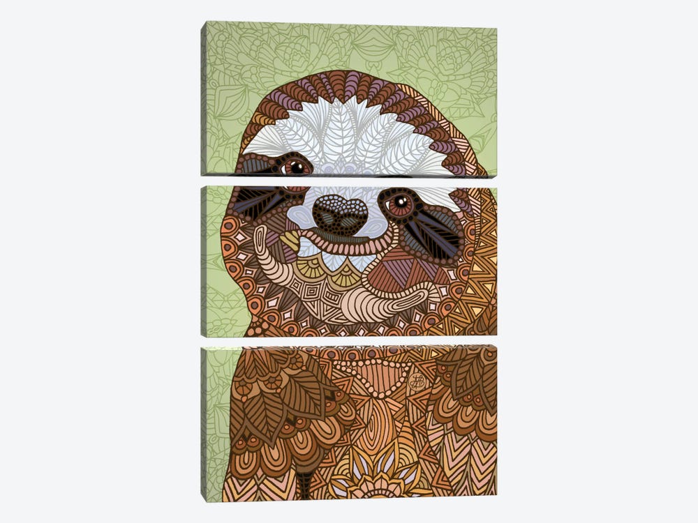 Smiling Sloth by Angelika Parker 3-piece Canvas Art Print