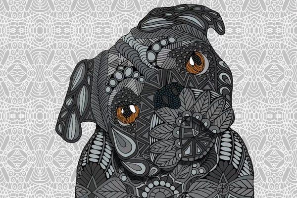 Pugs: Black Pug by Angelika Parker