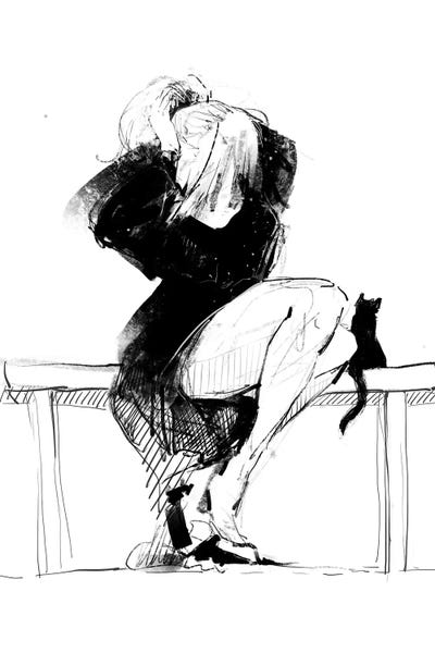 Black Cats: Female Sketch by Anikó Salamon