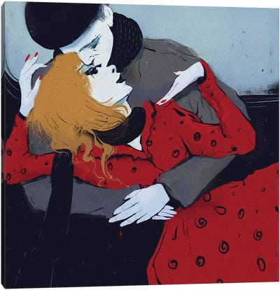 Lovers Canvas Art Print - Red Passion