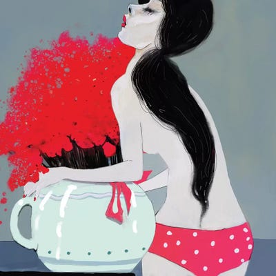 Pink Bikini by Anikó Salamon framed wall art