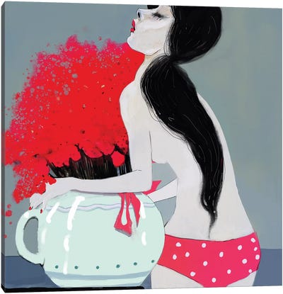 Pink Bikini Canvas Art Print - Women's Swimsuit & Bikini Art
