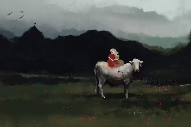 Girls On The Cow by Anikó Salamon wall art