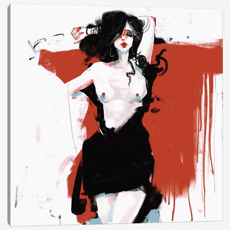 Woman In Red Canvas Print #ANI56} by Anikó Salamon Art Print