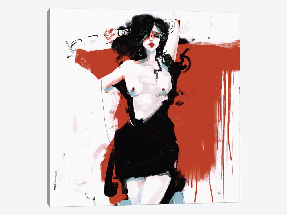 Woman In Red by Anikó Salamon 1-piece Canvas Art