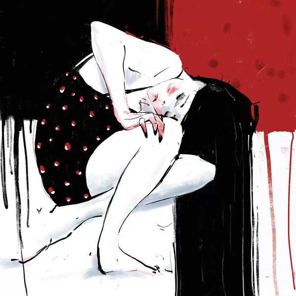 Graphic Fashion: Woman In Red II by Anikó Salamon