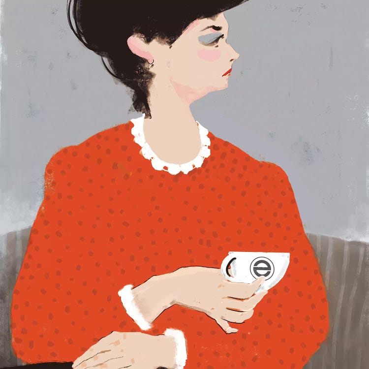 Ladywithacupofcoffe by Anikó Salamon wall art