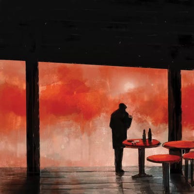 Man In Red Fog by Anikó Salamon art print