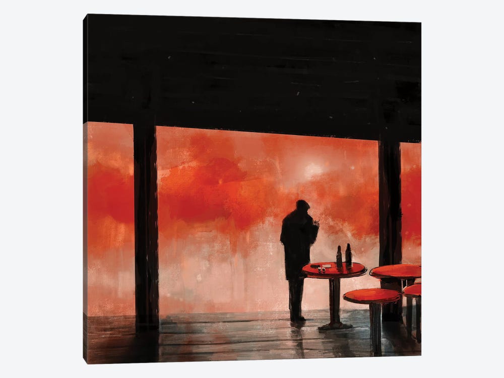 Man In Red Fog by Anikó Salamon 1-piece Canvas Art