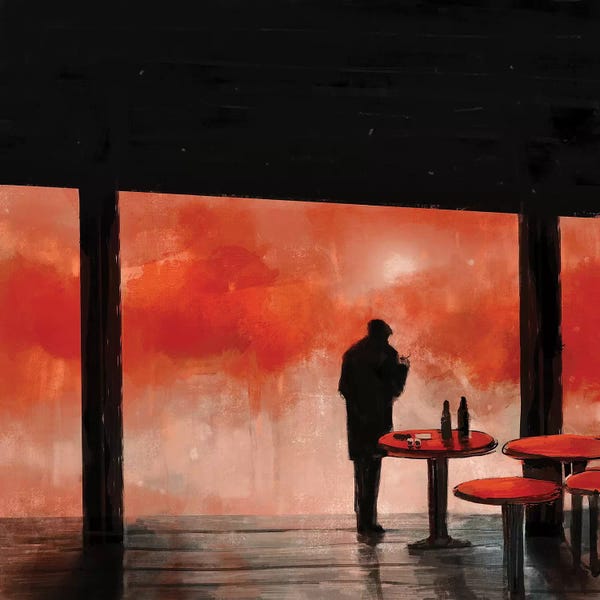Anikó Salamon: Man In Red Fog by Anikó Salamon