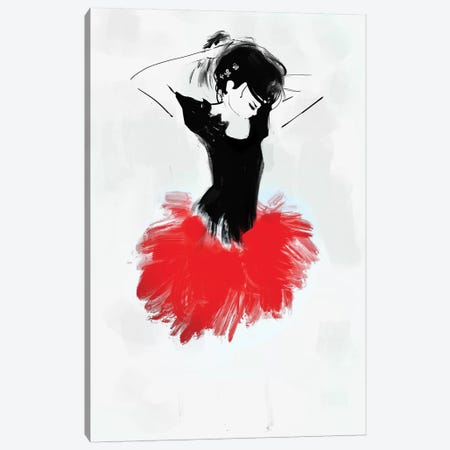 Ballerina Red Canvas Print #ANI7} by Anikó Salamon Canvas Artwork