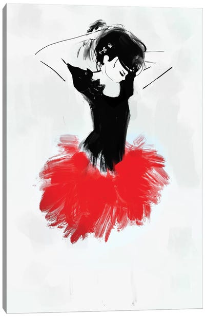Ballerina Red Canvas Art Print - Dancer Art