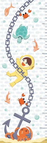 Kids Nautical Art: Creatures Of The Sea Growth Chart by 5by5collective