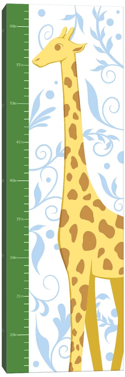 Gorgeous Giraffe Growth Chart Canvas Art Print - Animal Friends Growth Charts