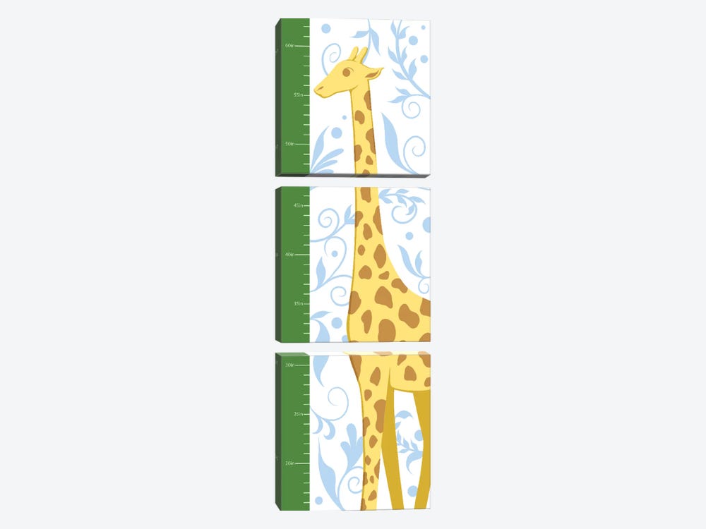 Gorgeous Giraffe Growth Chart by 5by5collective 3-piece Canvas Art Print