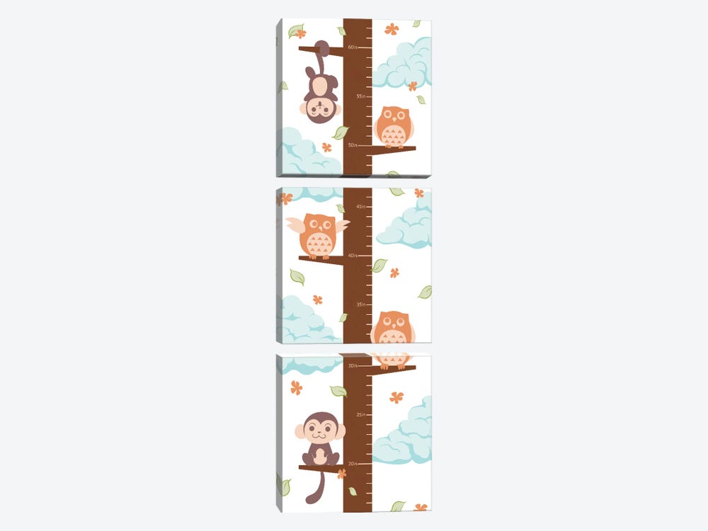 Hanging On The Treetop Growth Chart by 5by5collective 3-piece Canvas Artwork