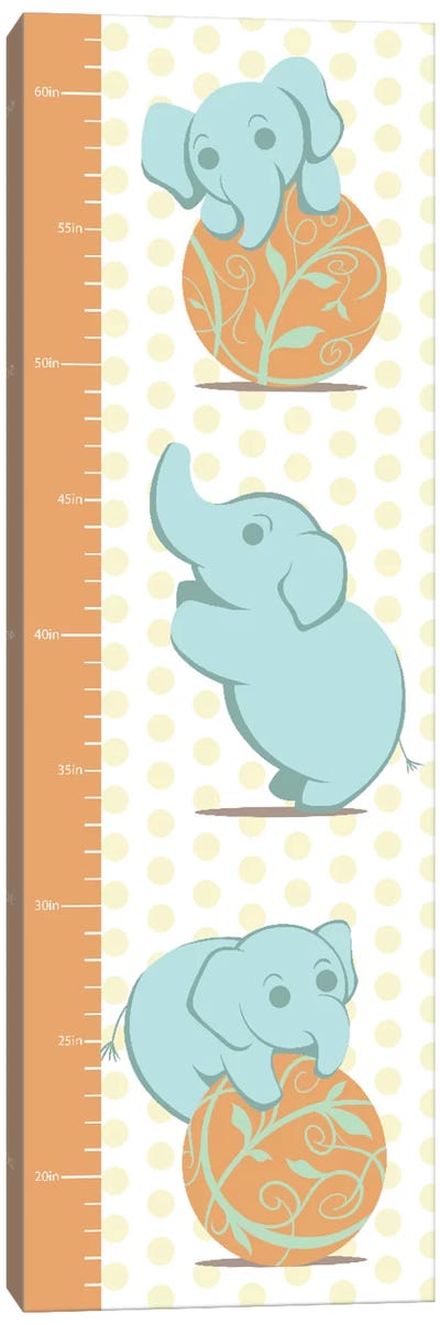 Play Like An Elephant Growth Chart Canvas Art Print - Elephant Art