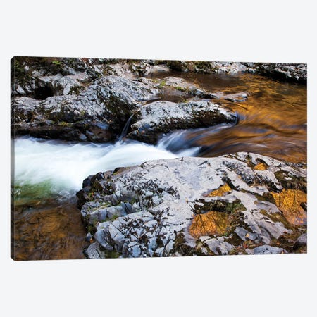 USA, Tennessee. Reflections along the Little River in the Smoky Mountains. Canvas Print #ANN22} by Joanne Wells Canvas Wall Art