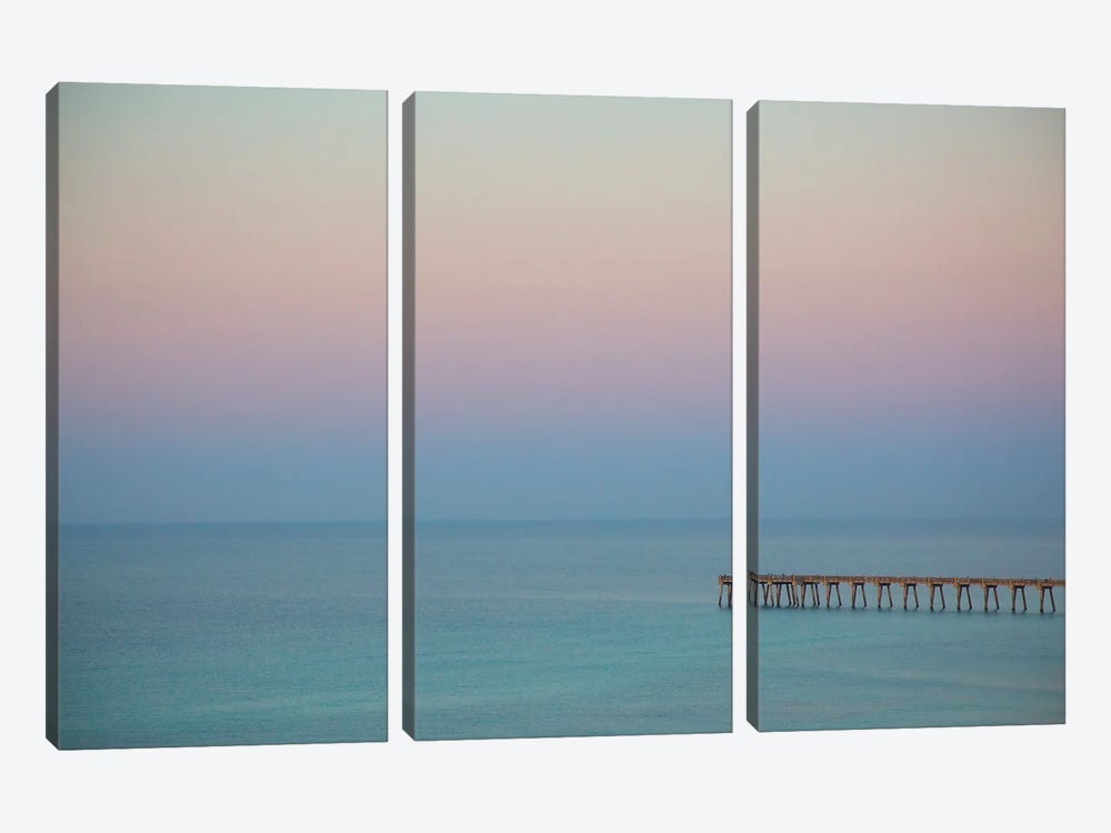 USA, Florida, Pensacola Beach. Pier At Pensacola Beach In The Early Morning. by Joanne Wells 3-piece Canvas Art Print