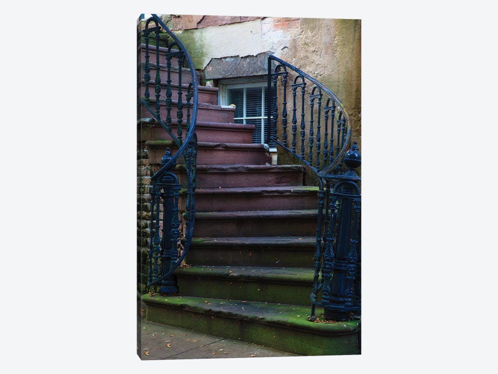 USA, Georgia, Savannah. Wrought iron railing at home in the Historic District. by Joanne Wells 1-piece Art Print