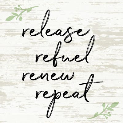 Release Refuel Renew Repeat by Anna Quach framed canvas print