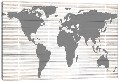 Grey Global Canvas Art Print - World Map Art