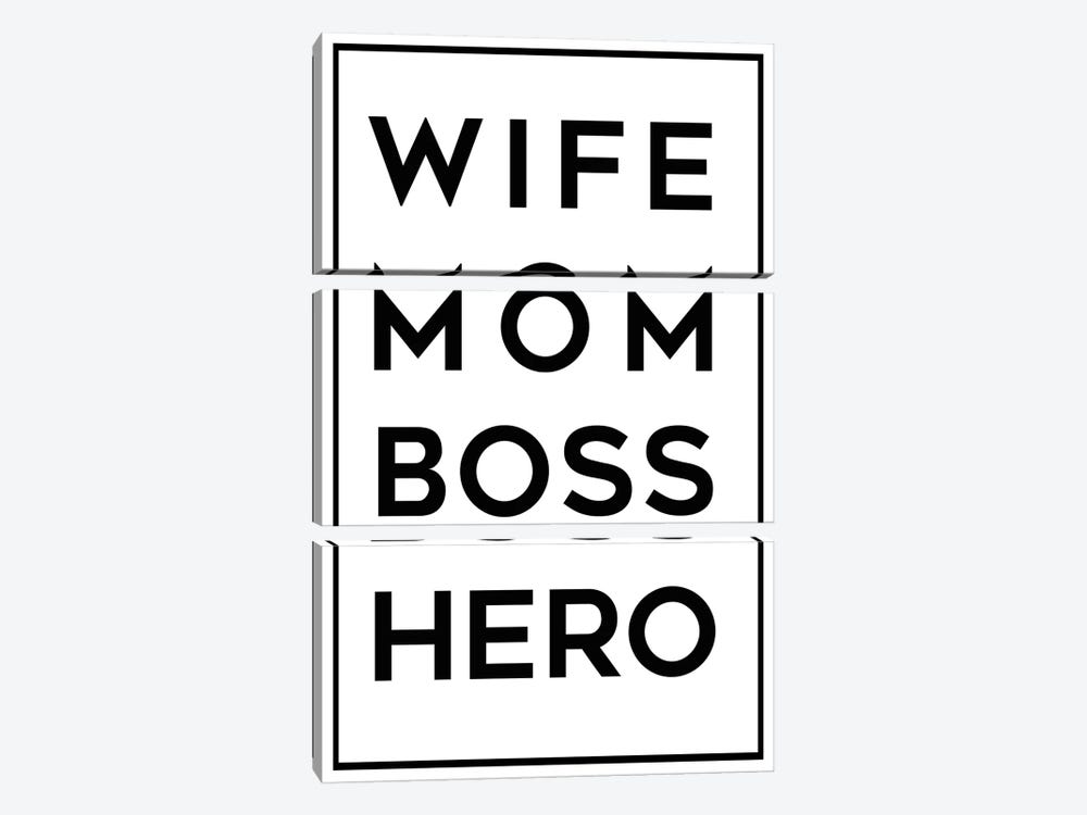Wife Mom Boss Hero by Anna Quach 3-piece Canvas Print