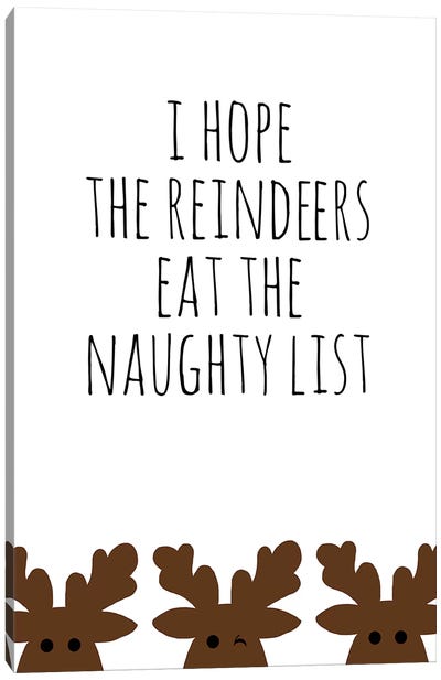 Naughty List Canvas Art Print - Reindeer Art