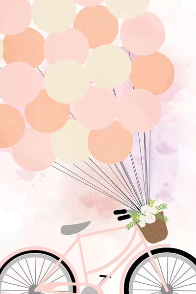 Bike Ride with Balloons by Anna Quach framed canvas print