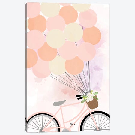 Bike Ride with Balloons Canvas Print #ANQ59} by Anna Quach Canvas Wall Art