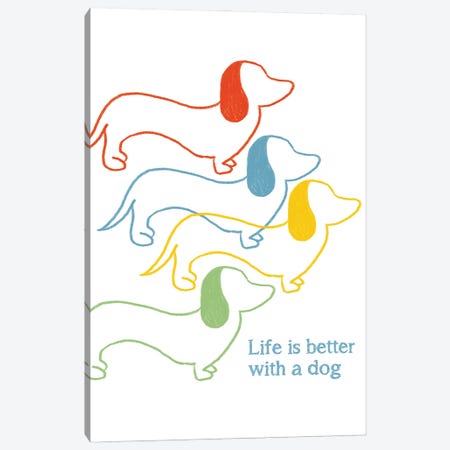 Life Is Better With A Dog Canvas Print #ANQ88} by Anna Quach Art Print