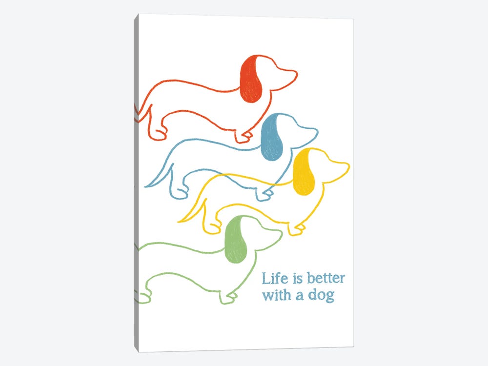 Life Is Better With A Dog by Anna Quach 1-piece Canvas Art Print