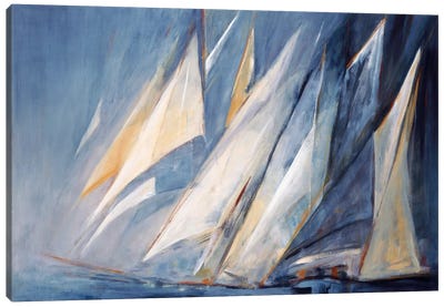 Against The Wind Canvas Art Print - Sailboat Art