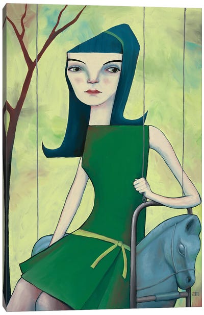 Girl on Swing Canvas Art Print - Anna Magruder