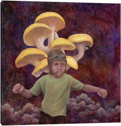 Yellow Flight Canvas Art Print - Mushroom Art