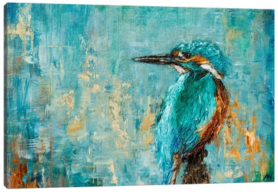 Kingfisher Canvas Art Print - Teal Art