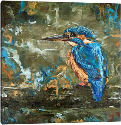 Kingfisher's Depths Canvas Art Print - Anne-Marie Verdel