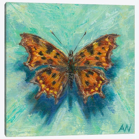 The Comma On Green Canvas Print #ANV40} by Anne-Marie Verdel Canvas Art