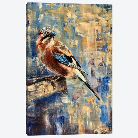 The Jay Message Canvas Print #ANV43} by Anne-Marie Verdel Canvas Wall Art