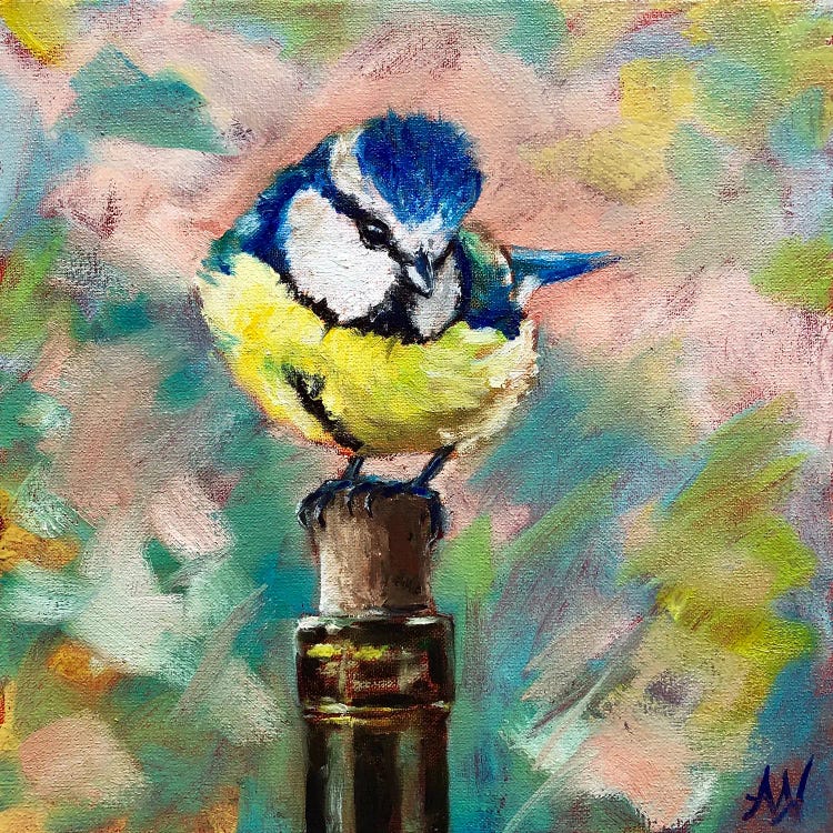 Tipsy Blue Tit by Anne-Marie Verdel wall art