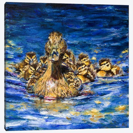 Eight Ducklings Went Swimming One Day Canvas Print #ANV7} by Anne-Marie Verdel Canvas Art
