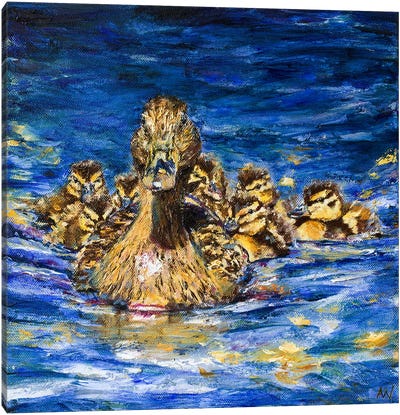 Eight Ducklings Went Swimming One Day Canvas Art Print - Duck Art