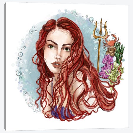 Ariel Inspired Portrait - The Little Mermaid Canvas Print #ANX12} by Anrika Bresler Canvas Art Print