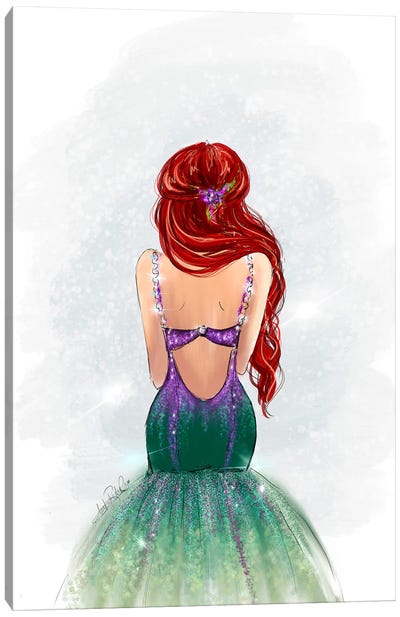 Princess Ariel Inspired Fashion Art Canvas Art Print - Animated Movie Art
