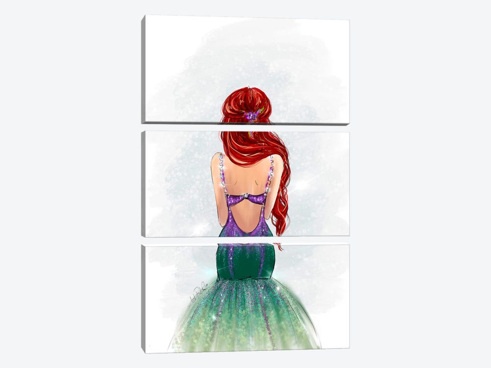 Princess Ariel Inspired Fashion Art by Anrika Bresler 3-piece Canvas Print
